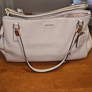 Coach Cream Leather Satchel with Gold Hardware